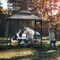 Patio BBQ Grill Gazebo Canopy with 2 Tier Roof and Adjustable Awnings